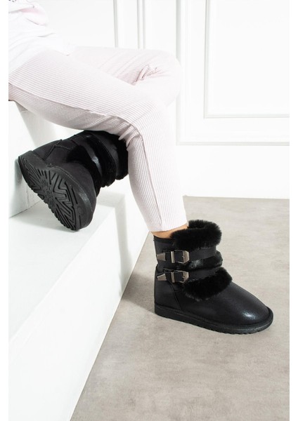 Çift Tokalı Ince Taban Çocuk Bot Siyah Sultan modelleri