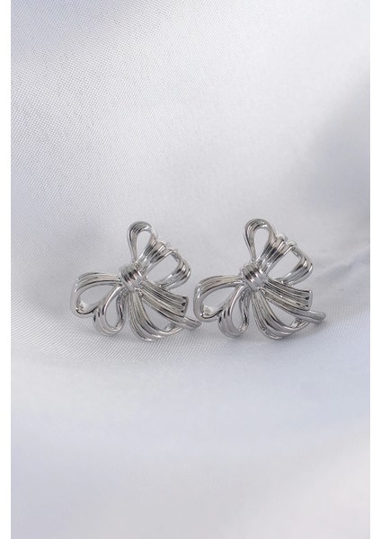 Bfs Pirinç Gümüş Renk Fiyonk Küpe