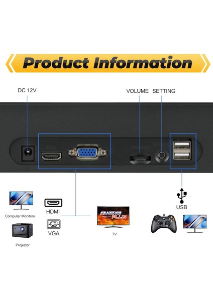 Retro Oyun Konsolu 29800 Dahili Oyun Atari Salonu Oyunları Tek Veya 2 Kişilik 2gb Ddr3 / 1866MHZ 76CM x 25CM (Monitör Dahil Değildir) | LY1911 fiyatları