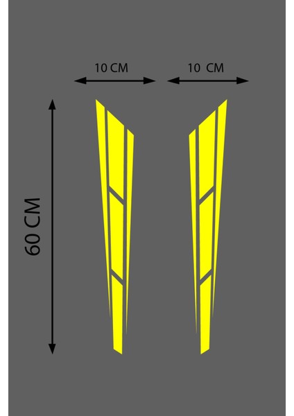 Oto Kaput Özel Yeni Sticker Çift Şerit 2 Adet Sarı 10*60 cm fiyatları