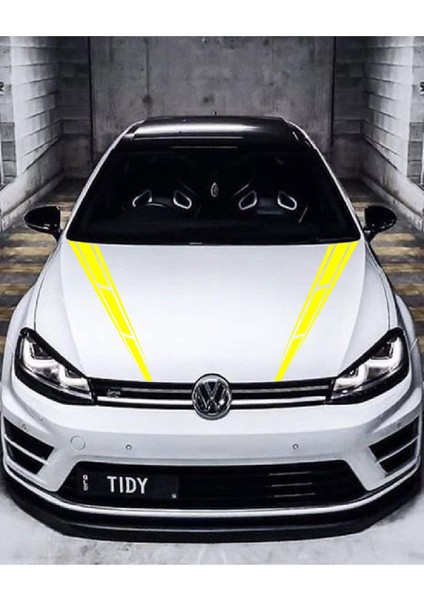Oto Kaput Özel Yeni Sticker Çift Şerit 2 Adet Sarı 10*60 cm modelleri