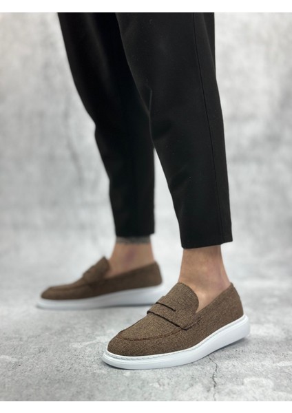 ET0355 Bağcıksız Keten Kahverengi Klasik Corcik Erkek Ayakkabı modelleri