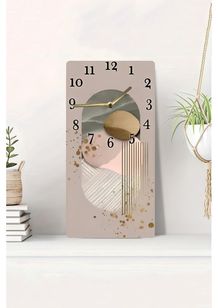 Mdf Dikdörtgen Saat – 30X60 cm – Modern Soyut Tasarım Uv Baskı– USD089