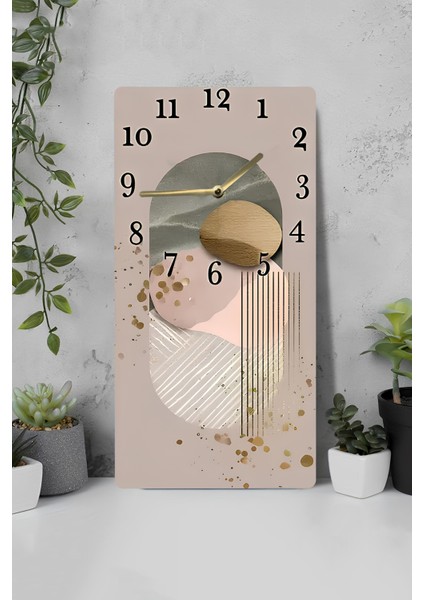 Mdf Dikdörtgen Saat – 30X60 cm – Modern Soyut Tasarım Uv Baskı– USD089