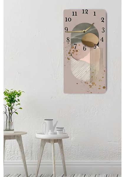Mdf Dikdörtgen Saat – 30X60 cm – Modern Soyut Tasarım Uv Baskı– USD089