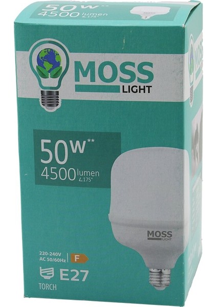 50W Torch LED Ampul Plastik E27 4500LUMEN L175° 5000 Saat Ömür IP20 185-265V Ac MS-3099 (5224)