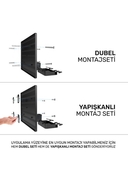 Çok Amaçlı Pano Organizatör Set 1( 28 cm x 40 cm ) Siyah - Yapışkanlı modelleri