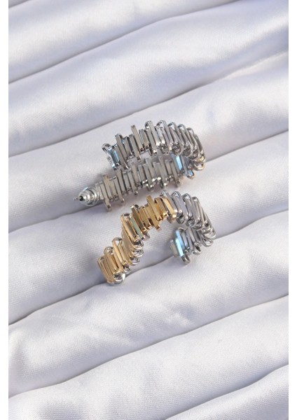 Bfs Pirinç Gold Gümüş Renkli Tırtıklı Kalp Küpe fiyatları