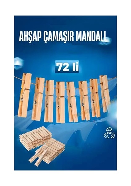 Bfs Ahşap Çamaşır Mandalı 72 Adet