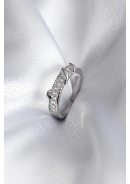 Bfs Pirinç Gümüş Renk Su Yolu Zirkon Taşlı Kadın Yüzük