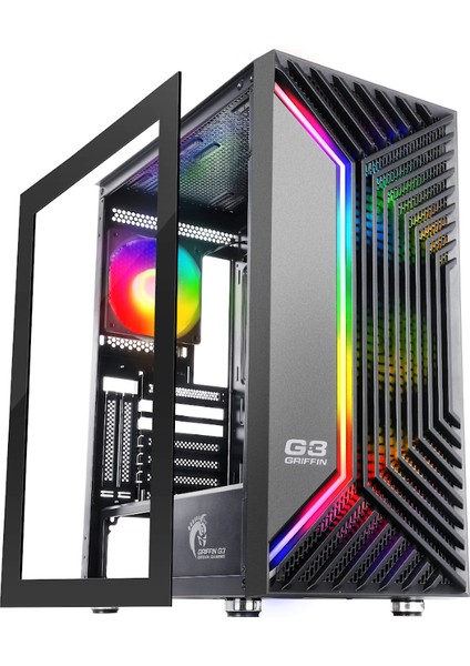Griffin G3 Plus Argb Gaming Bilgisayar Kasası (4×120MM Fan + Tempered Cam) – 800W 80+ Bronze Psu Dahil fırsatları