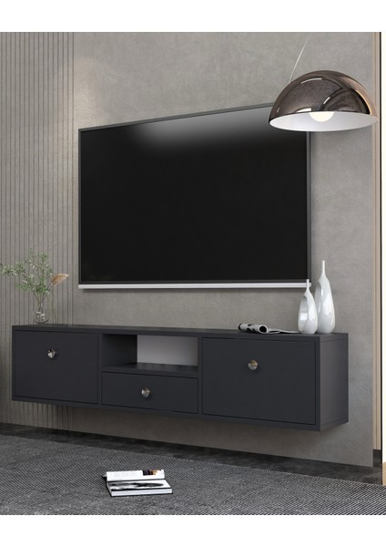 1301DROPDH-1 Tv Sehpası Antrasit-Gümüş Kulp fiyatları