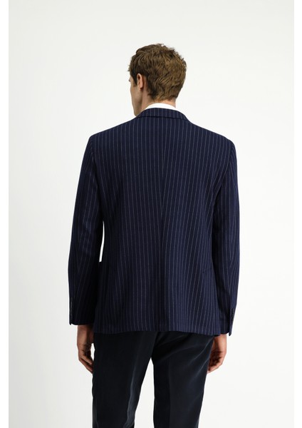 Regular Fit Çizgili Örme Ceket