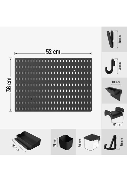 Çok Amaçlı Pano Organizatör Set 3 (52X36CM) Dübelli