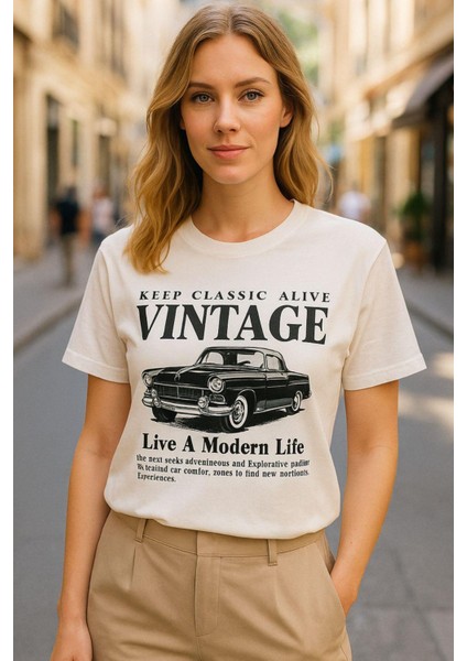 Vintage Baskılı Kadın Tişört modelleri