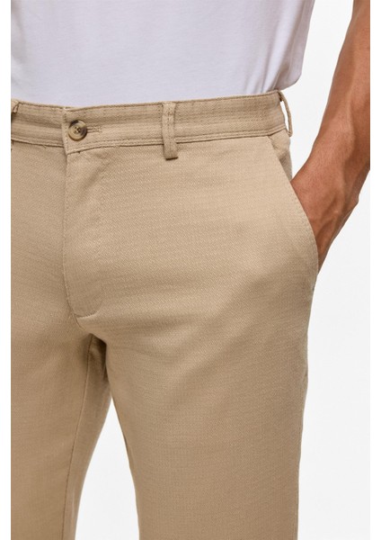 Bej Slim Armürlü Kanvas Pantolon fırsatları