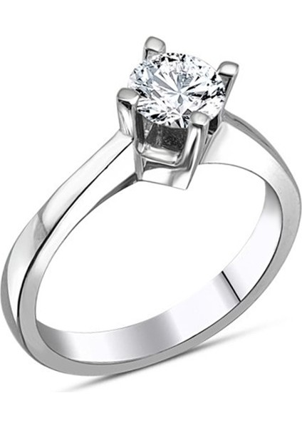 Gümüş Çapraz Tırnak Tektaş Yüzük