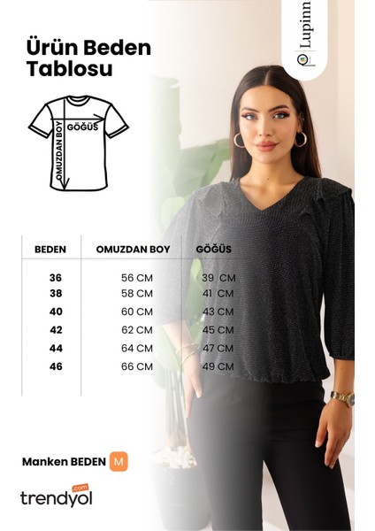 Kadın Siyah Omuz Fırfır Detaylı Taşlı/parlak/ışıltılı Uzun Kollu Bluz – Kadın Bluz indirimleri