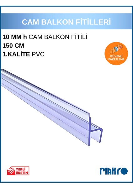10 mm Küçük H (Y) Cam Balkon Şeffaf Fitil 150 cm