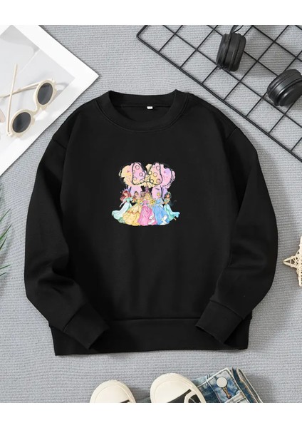 Kız Çocukları Için Prenses Baskılı Uzun Kollu T-Shirt