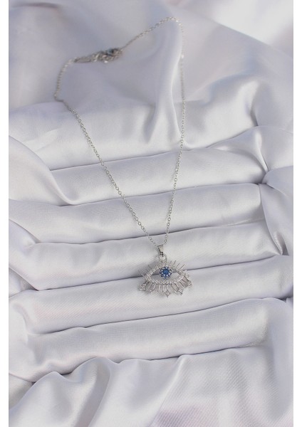 Bfs 316L Çelik Gümüş Renk Zincir Zirkon Taşlı Göz Model Kadın Kolye fiyatları