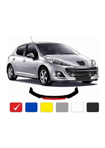 Pejo 207 Ön Tampon Eki Body Kit Karlık Lip 4 Parça Kırmızı