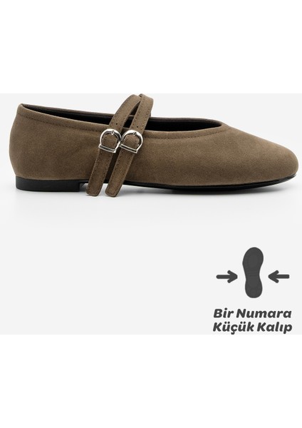 Kadın Çapraz Bantlı Babet Niroza Kahve Süet modelleri