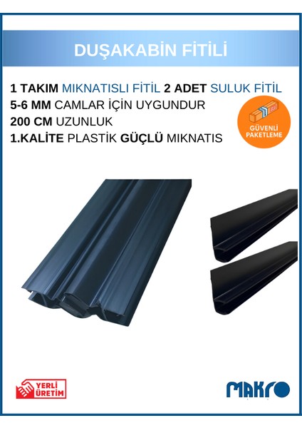 Siyah Duşakabin Mıknatıs Takımı ve 2 Adet Suluk Fitili 200 cm