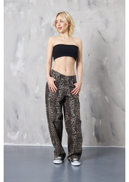 Kadın Leopar Baggy Pantolon indirimleri
