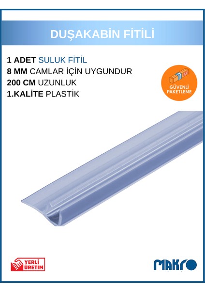 Duşakabin Yan Suluk F Fitil 200 cm 8 mm Camlar Için
