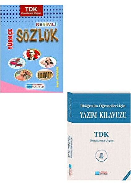 Sözlük Türkçe Resimli Sözlük Yazım Kılavuzu ( Tdk Kurallarına Uygun ) Sözlük - 2 Kitap Set