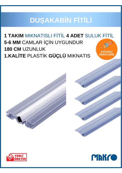 Duşakabin Mıknatıs 1 Takım ve 4 Adet Duşakabin Suluk Fitili Yükseklik 180 cm