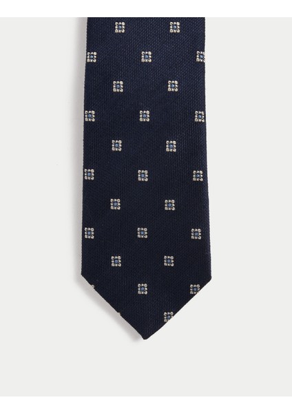 Geometrik Desenli İpek Karışımlı Kravat indirimleri