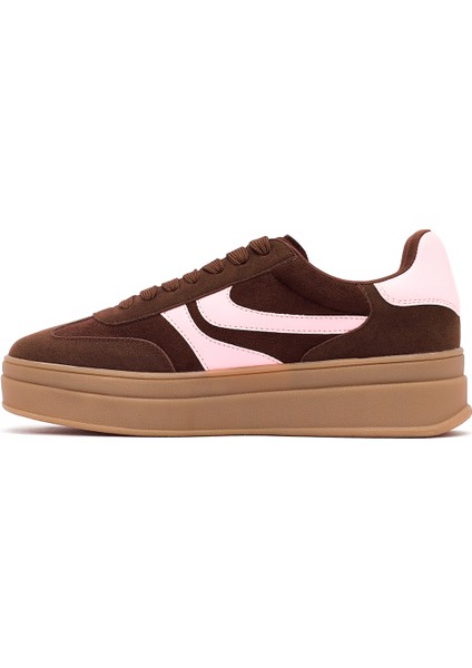 Kadın Kahverengi Bağcıklı Kalın Tabanlı Sneaker 25AFD430814 fiyatları