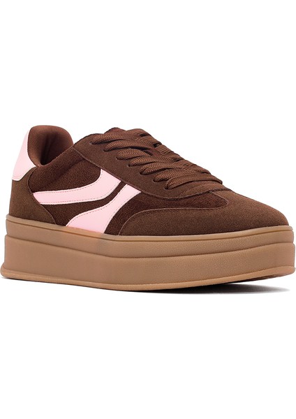 Kadın Kahverengi Bağcıklı Kalın Tabanlı Sneaker 25AFD430814