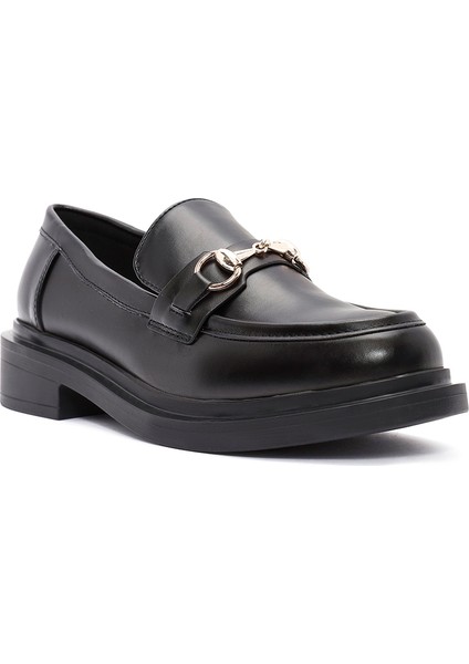 Kadın Siyah Tokalı Maskülen Loafer 25AFD400118
