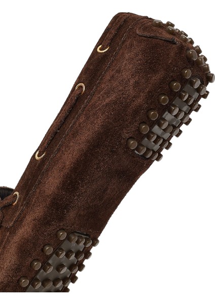 Kadın Kahverengi Püsküllü Süet Deri Loafer 25AFD290610