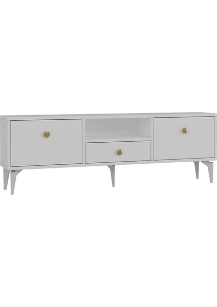 1300DROPDH-1 Tv Sehpası Beyaz-Altın Kulp modelleri