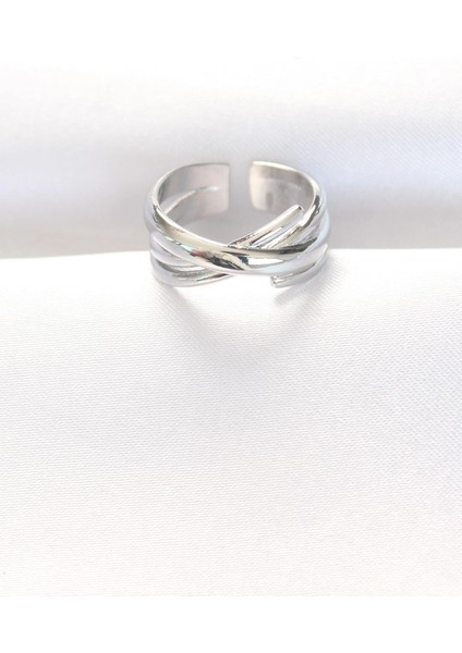 Bfs Kalın Silver Renk Ayarlanabilir Yüzük