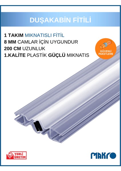 Duşakabin Mıknatıslı Fitil - 200 cm 8 mm Camlar Için