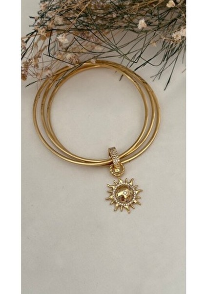 Zirkon Taşlı Güneş Yıldız Detaylı Klipsli Ajda Bilezik Charmı Veya Kolye Ucu