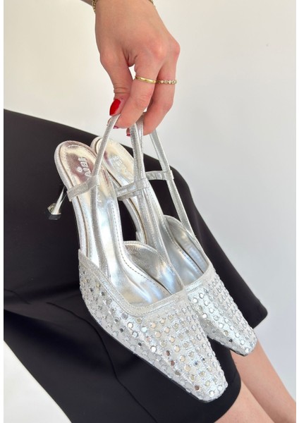 Sione Gümüş Cilt Topuklu Ayakkabı fiyatları