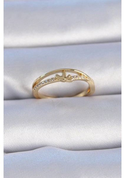 Bfs Pirinç Gold Renk Zirkon Taşlı Kalp Model Kadın Yüzük