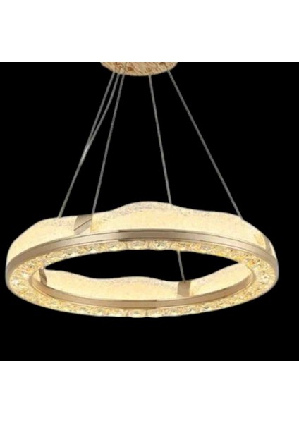 Luxe Gold Luxury Crystal Salon Avizesi 3 Kademeli Led Aydinlatma
