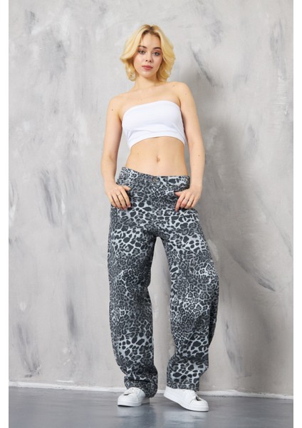 Kadın Leopar Baggy Pantolon