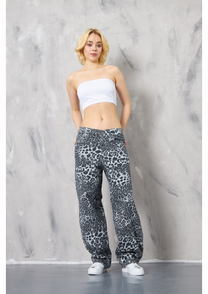 Kadın Leopar Baggy Pantolon indirimleri