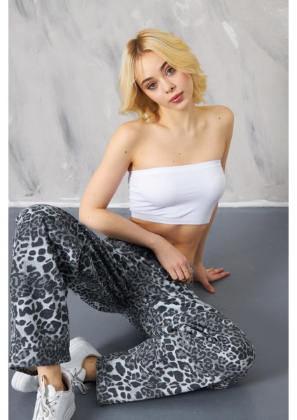 Kadın Leopar Baggy Pantolon