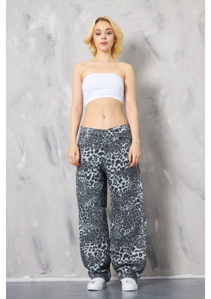 Kadın Leopar Baggy Pantolon