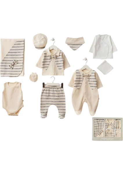 Smokin Detaylı 10'lu Erkek Bebek Set - Krem