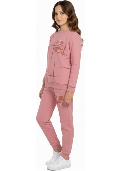 To Be Happy Motif Kız Çocuk Eşofman MNK0624 modelleri